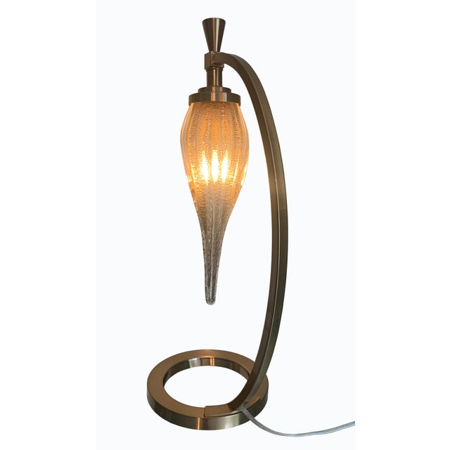 Modern Uttermost Fauna Accent Lamp With Art Glass Shade For Sale - Image 3 of 8
