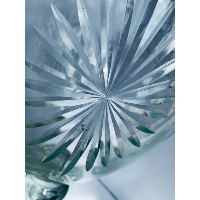 Monumental English Antique Late 19th Century Blown Cut-Glass Apothecary Jar With Faceted Finial Cover For Sale - Image 11 of 13