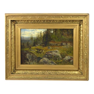 Olof Hermelin Original Signed Landscape Painting in Fine Antique Frame For Sale