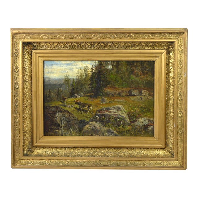 Olof Hermelin Original Signed Landscape Painting in Fine Antique Frame For Sale