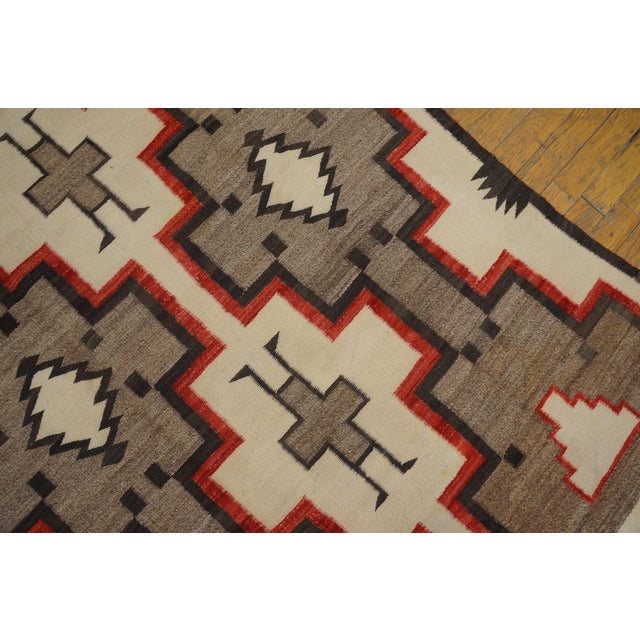 Early 20th Century 1920s Gray Geometric Kilim Antique American Navajo Rug 3'8"x 6 Flatweave Wool Carpet For Sale - Image 5 of 6