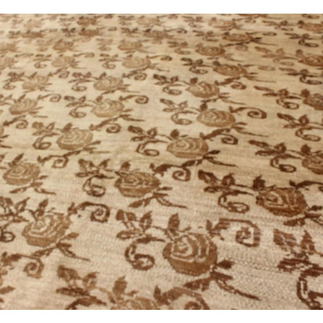 Brown Antique Turkish Konya Rug With All-Over Floral Pattern in Taupe and Brown For Sale - Image 8 of 10