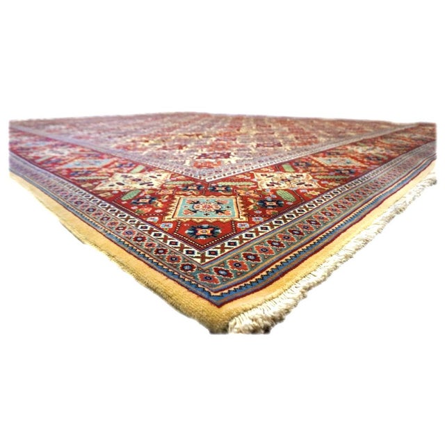 Antique Persian Tabriz Wool 10x13 Red, Blue & Tan Handmade Area Rug #9902188 For Sale - Image 4 of 6