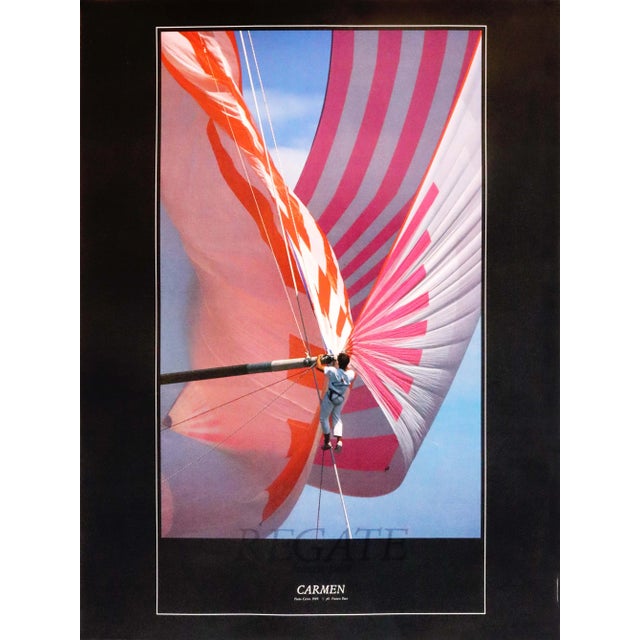 1980s 1989 Italian Sailing Poster, Carmen, Porto Cervo, Franco Pace For Sale - Image 5 of 5