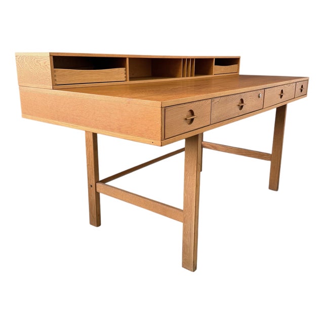 Vintage 1970s Danish Peter Lovig Mid Century Modern Desk in White Oak For Sale