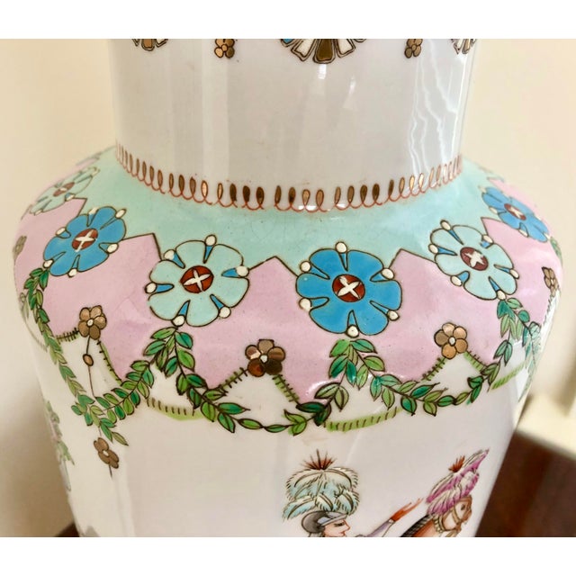 1970s Pastel-Painted + Colorful Characters Ceramic Lamp For Sale - Image 4 of 12