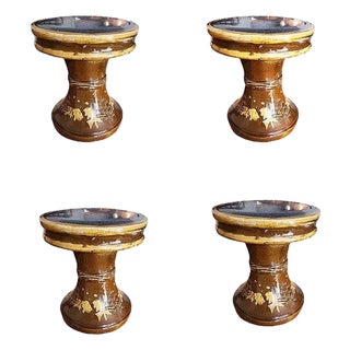 1940s Chinese Koi Fish Ceramic Glazed Ceramic Garden Stools, Set of 4 For Sale