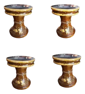 1940s Chinese Koi Fish Ceramic Glazed Ceramic Garden Stools, Set of 4