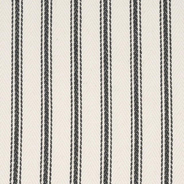 Contemporary SAMPLE - Schumacher Griffin Ticking Stripe Fabric In Black & White For Sale - Image 3 of 3