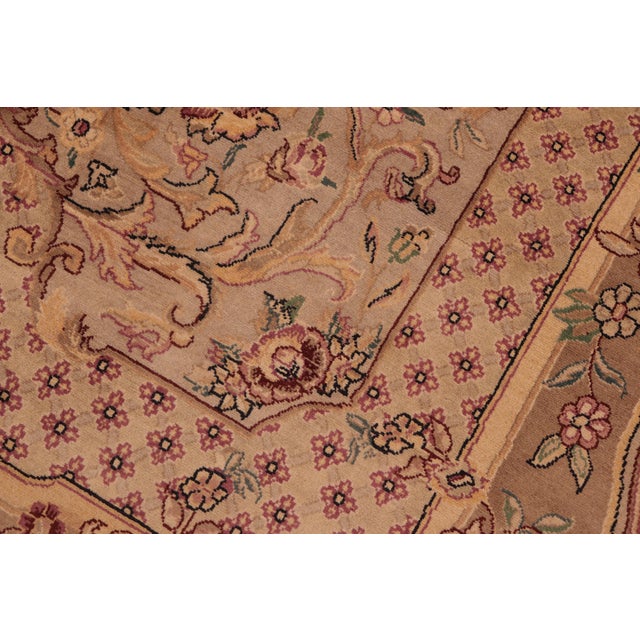 Shabby Chic Art Nouveau 1990's Pak-Persian Taupe/Pink Wool Rug - 6'1'' X 9'2'' For Sale - Image 3 of 9