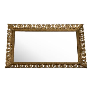 Antique Openwork Brass Vanity Mirror Tray With Verdigris Patina | Neoclassical Foliate Design | Early 1900s For Sale