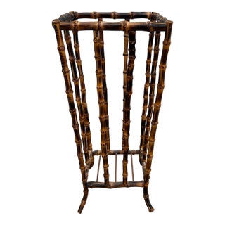 Victorian Style Scorched Bamboo Umbrella Stand For Sale