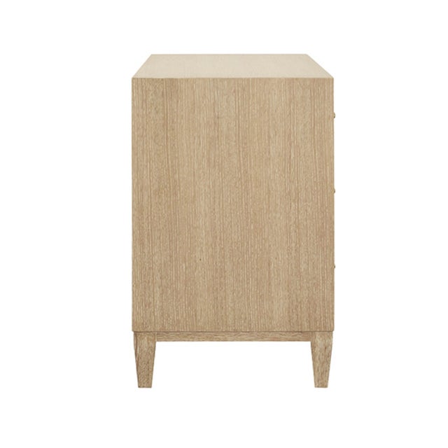 Tan Matthew Izzo Home Angus Cerused Oak Four Drawer Fluted Detail Chest of Drawer With Brass Knobs For Sale - Image 8 of 11