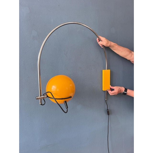 Metal Vintage Yellow Arc Eyeball Wall Lamp by Herda For Sale - Image 7 of 13