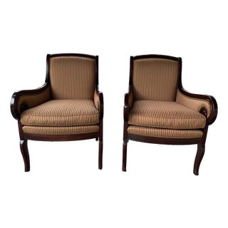 2006 Hickory Chair Co. Neoclassical Satin "Charles X" Armchairs - Pair For Sale