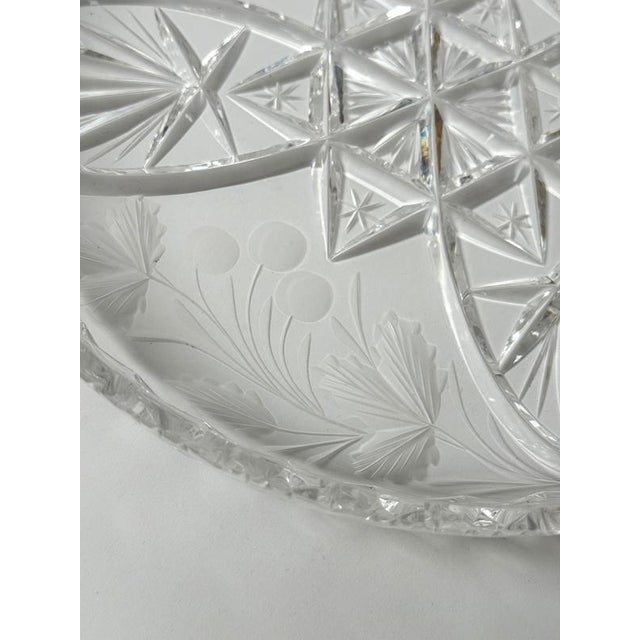 Gray Large Bohemian Hand-Cut Crystal 3-Part Fruit Bowl, 1930s For Sale - Image 8 of 16