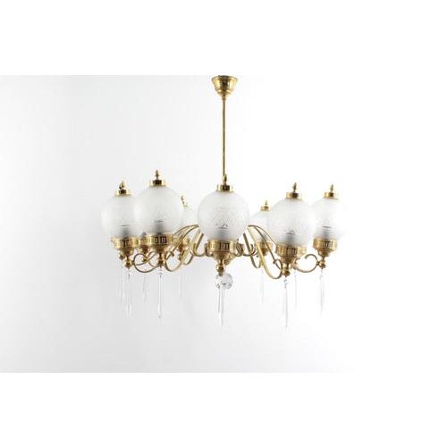 Brass and Glass 10-Arm Chandelier by A. Lelii for Arteluce, Italy, 1950s For Sale - Image 4 of 18