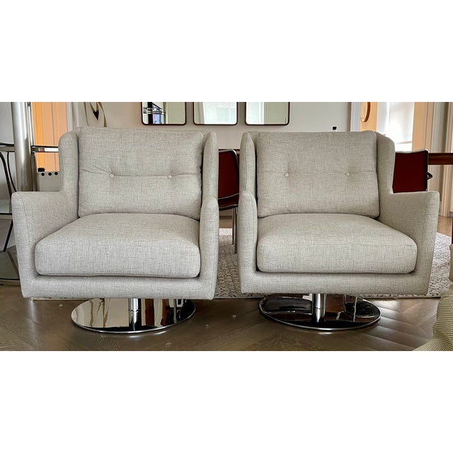 2000s Pair of DellaRobbia Dalia C72 Swivel Lounge Chairs Chrome