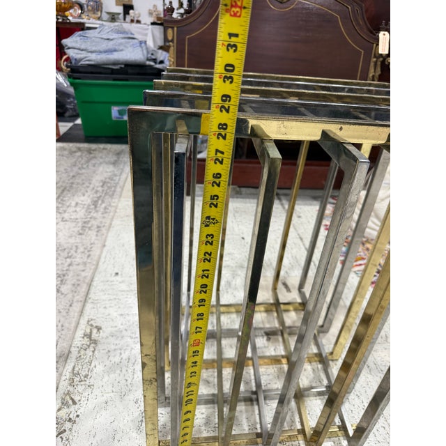 Metal 1970s Pierre Cardin Chrome and Brass Cage Dining Table Base France For Sale - Image 7 of 8