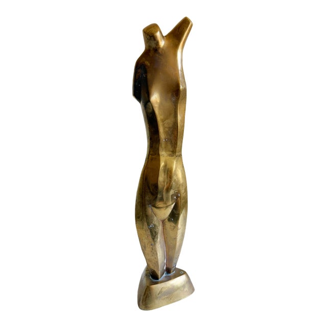 1970s Brass Nude Sculpture by Artist Emiel De Block For Sale