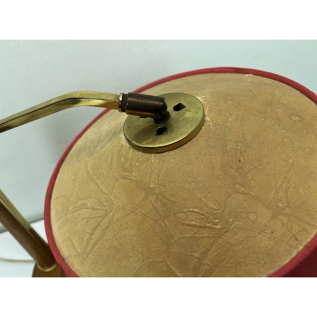 Wood and Brass Table Lamp attributed to Temde, 1960s For Sale - Image 6 of 18