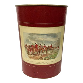 Mid Century Equestrian Hunt Theme Waste Basket For Sale