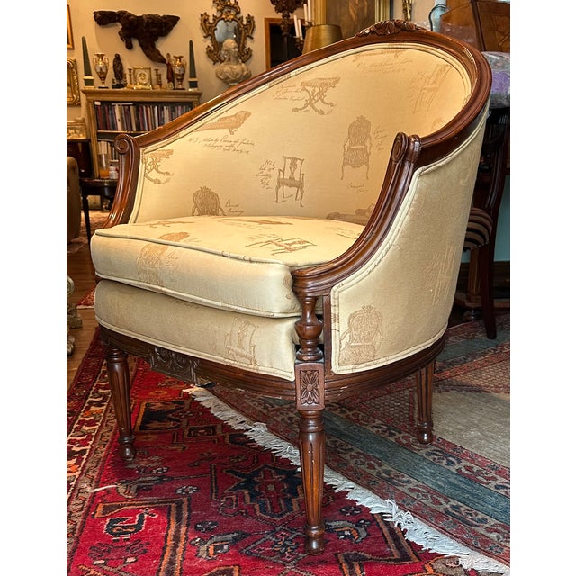 French Louis XVI Style Bergere Armchair. For Sale - Image 16 of 16