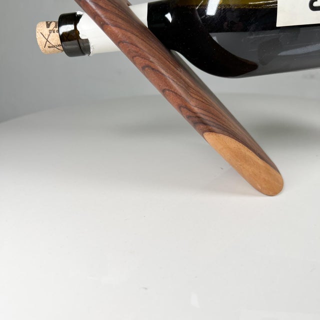 1970s 1970s Modern Design Wood Wine Holder Stand Don Shoemaker Style For Sale - Image 5 of 11