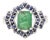 Vintage Art Deco Octagon-Cut Emerald & Sapphire Sterling Silver Ring Wedding Gift - Size 7 For Sale