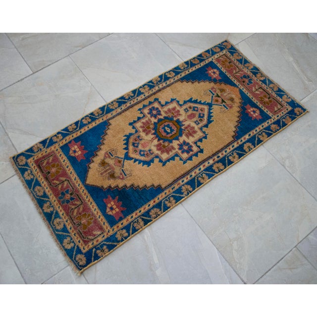 Hand Knotted Door Mat, Entryway Rug, Bath Mat, Kitchen Decor, Small Rug, Turkish Rug - 1′8″ × 3′6″ For Sale - Image 4 of 10