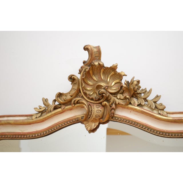 Wood Napoleon III Chateau Wall Mirror in Gold Leaf and Gesso, 1850 For Sale - Image 7 of 15