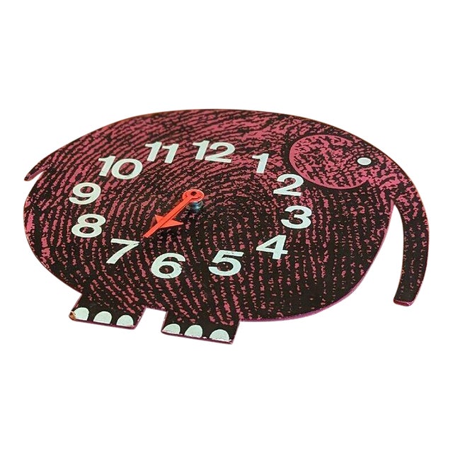 Vintage Mid Century Nelson Zoo Timers Elihu The Elephant Clock