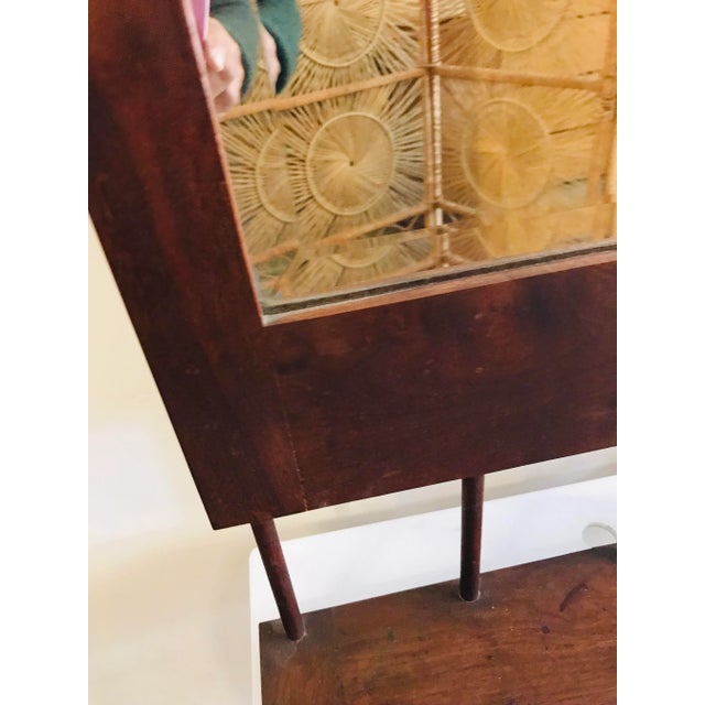 1960s Danish Modern Walnut Wall Mirror With Doweled Hanging Shelf For Sale In Los Angeles - Image 6 of 12