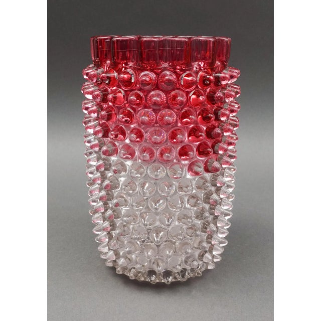 Victorian Early 19th Century Hobbs Brockunier & Co. Dew Drop Hobnail Glass Celery Vase For Sale - Image 3 of 10