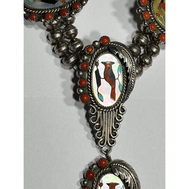 1980s Zuni Inlay Cardinal Station Necklace For Sale In South Bend - Image 6 of 10
