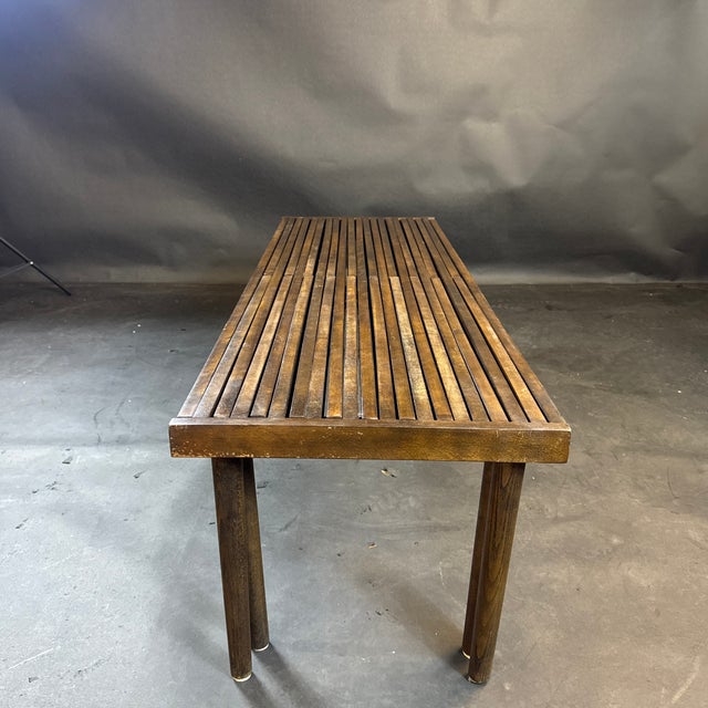 Mid-Century Modern Mid Century John Keal Walnut Expandable Slated Bench For Sale - Image 3 of 12