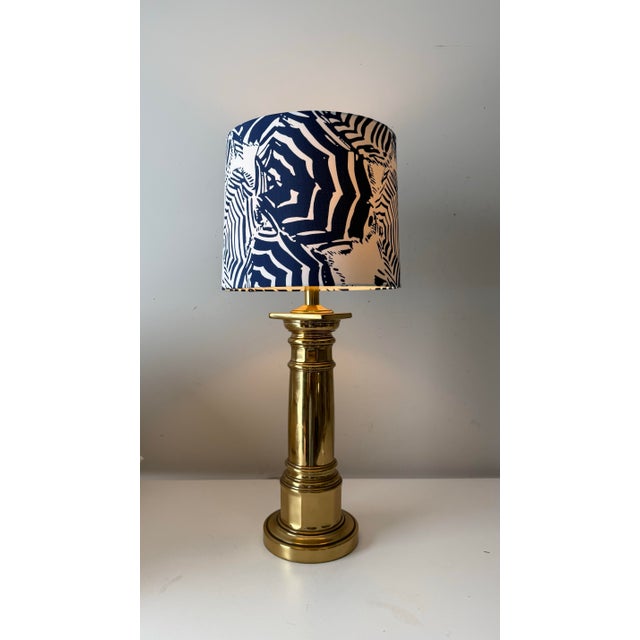 Late 20th Century Nautical Brass Column Table Lamp For Sale - Image 10 of 10