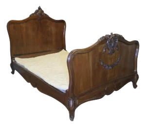 Louis XV French Golden Walnut Bed