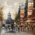 Delve into the charm of a Parisian street scene with this vintage impressionistic painting on canvas. Authentically...