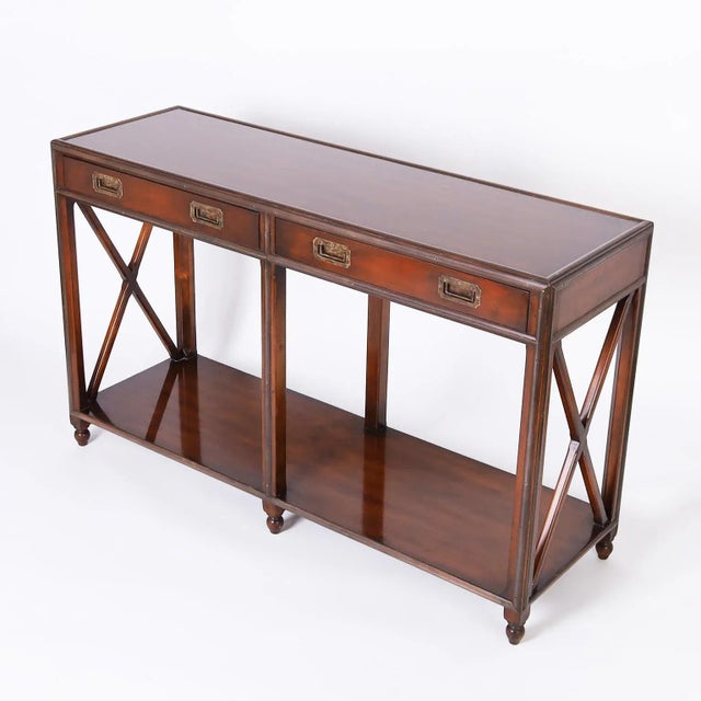 Campaign Campaign Style Console Table For Sale - Image 3 of 10