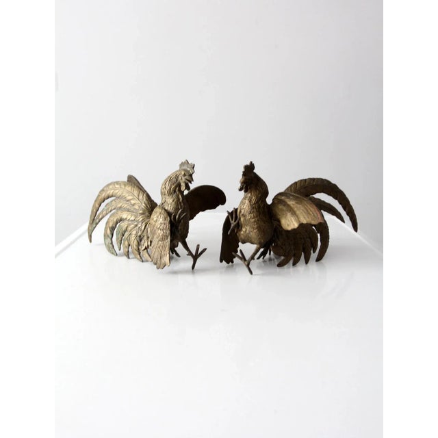 Antique Bronze Fighting Roosters Pair For Sale - Image 4 of 13
