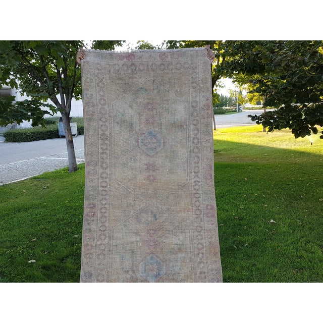 1960s Mid 20th Century Faded Vintage Herki Runner - Designer Carpet For Sale - Image 5 of 12