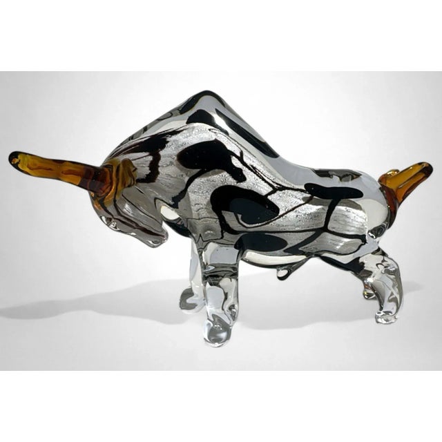 Murano Glass Bull Sculpture Sommerso Technique For Sale - Image 10 of 18