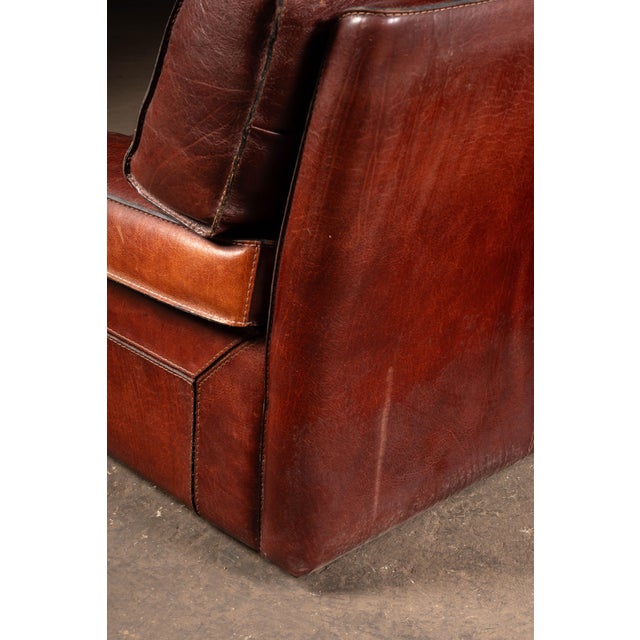 Pair of Mid 20th Century Italian-Inspired Leather Lounge Chairs in Red For Sale - Image 16 of 16