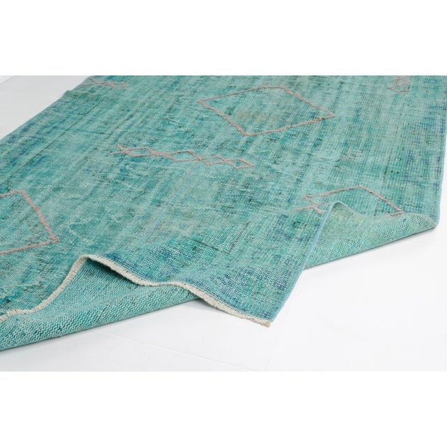 1950s Turqouise Oushak Anatolian Rug For Sale - Image 9 of 10