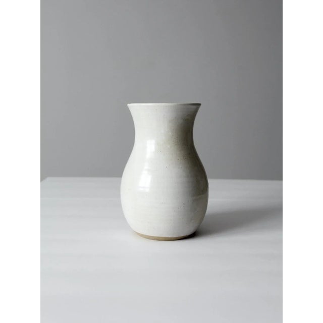 Vintage White Studio Pottery Vase For Sale - Image 6 of 10