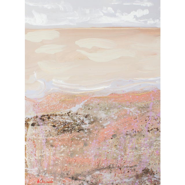 A 1980s abstract acrylic on paper painting by the American artist Harry Hilson (1935-2004). This piece features an...