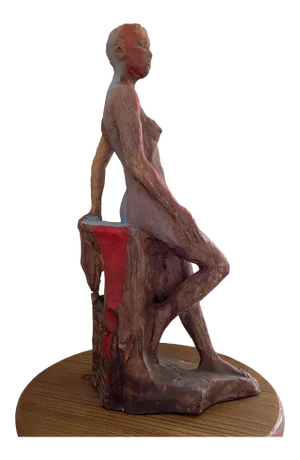 Contemporary Abstract Figurative Painted Clay Sculpture by Murat Kaboulov