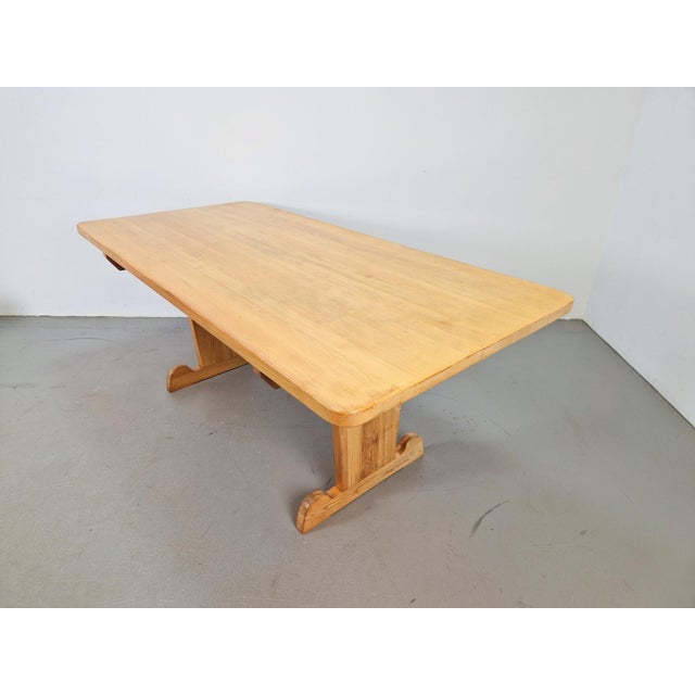 1960s Vintage Danish Dining Room Trestle Table in Elm, 1960 For Sale - Image 5 of 9