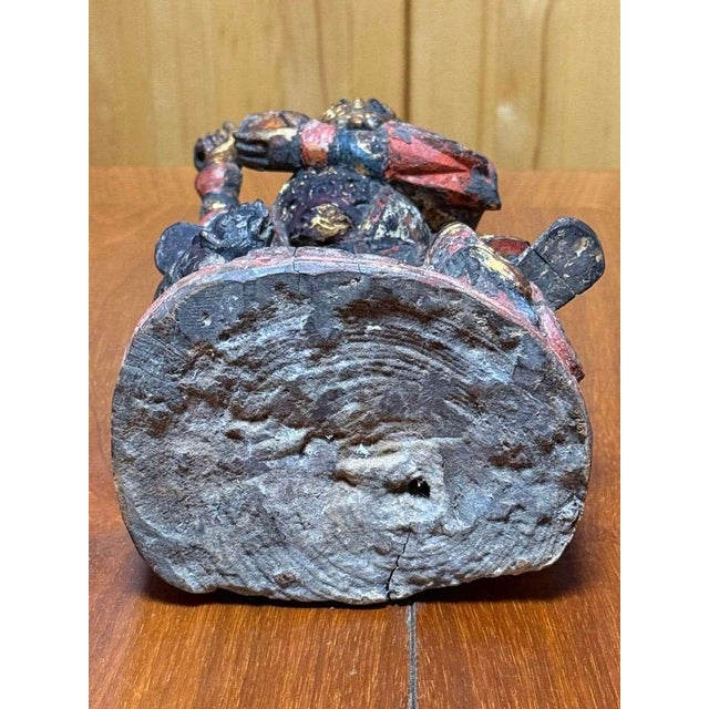 Chinese Polychrome Wooden Wooden Sculpture of the Qing Dynasty, 18th Century. For Sale - Image 11 of 17